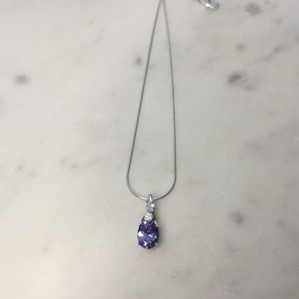 Sterling Silver Lavender Cz Necklace - Picture 8 of 16